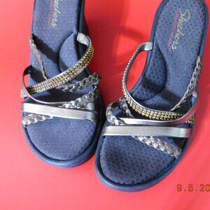 Sketchers Memory Foam  Gold Silver Tones